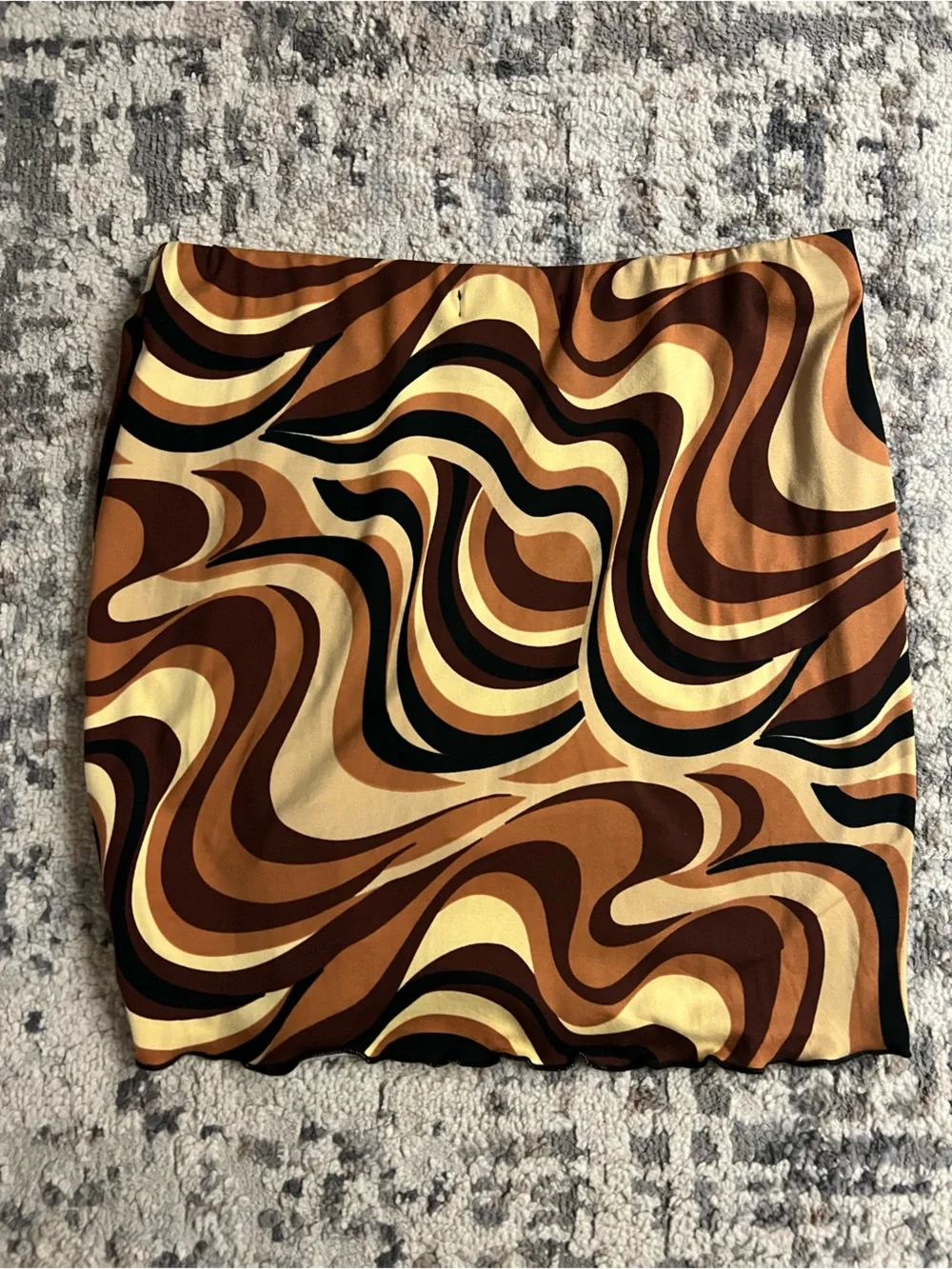 Altar'd State Swirl Print‎ Mini Skirt in Brown, Cream & Black